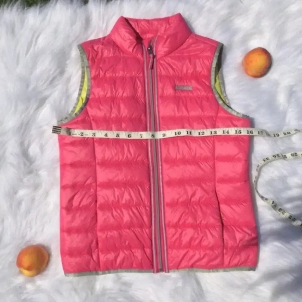 Tommy Hilfiger Pink and Yellow Puffer Vest Size Juniors Large L Winter Girl